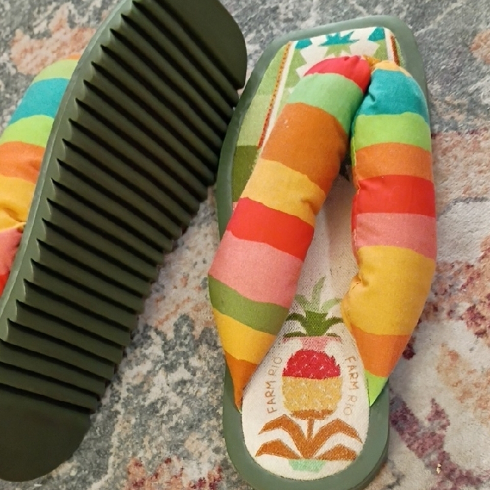 Farm Rio Vibrant Striped Flip Flops - Picture 4 of 6